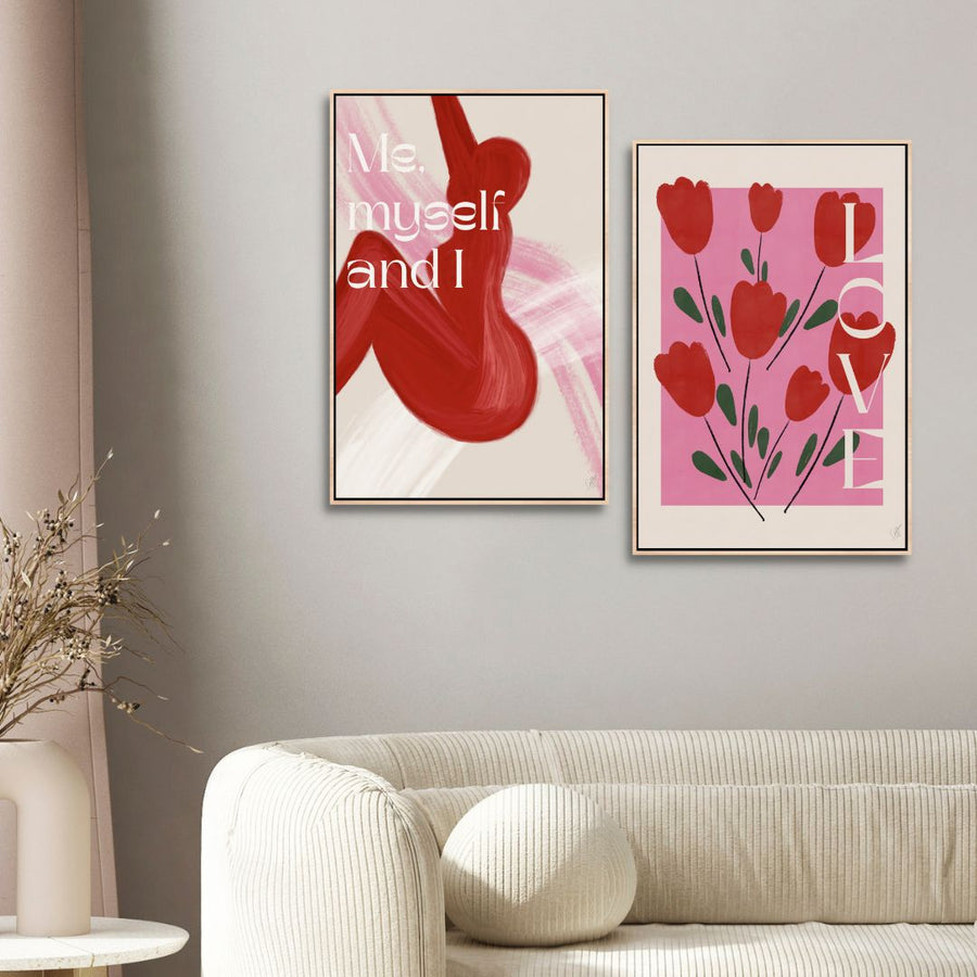 "Self Love" Pink and Red Abstract Art - Designity Art
