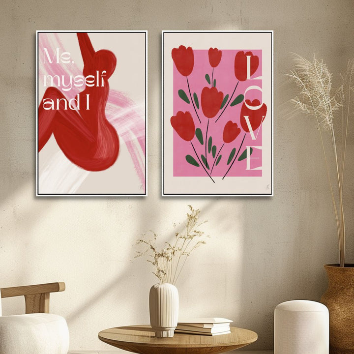 "Self Love" Pink and Red Abstract Art - Designity Art