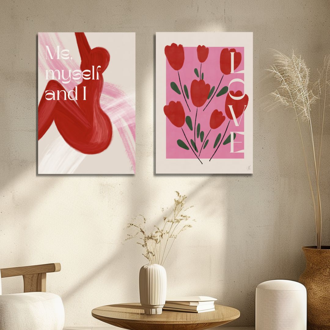 "Self Love" Pink and Red Abstract Art - Designity Art