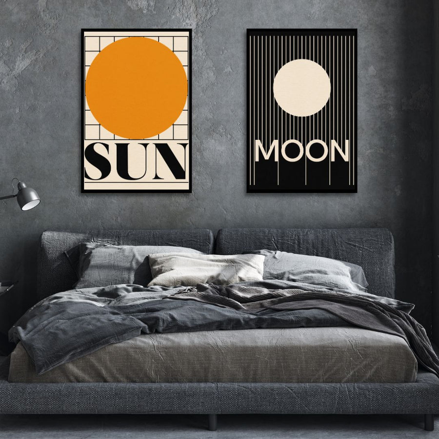 Sun & Moon Retro Art - Designity Art