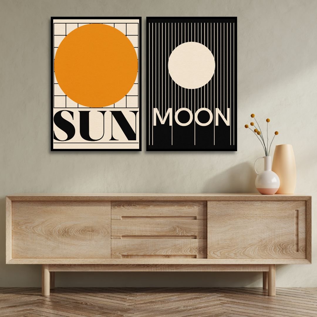 Sun & Moon Retro Art - Designity Art