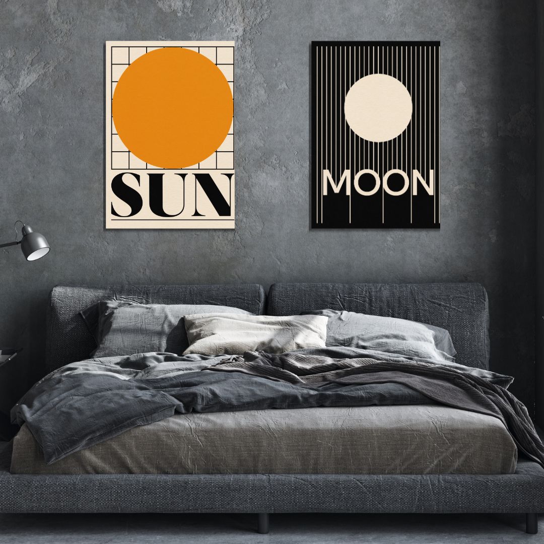 Sun & Moon Retro Art - Designity Art