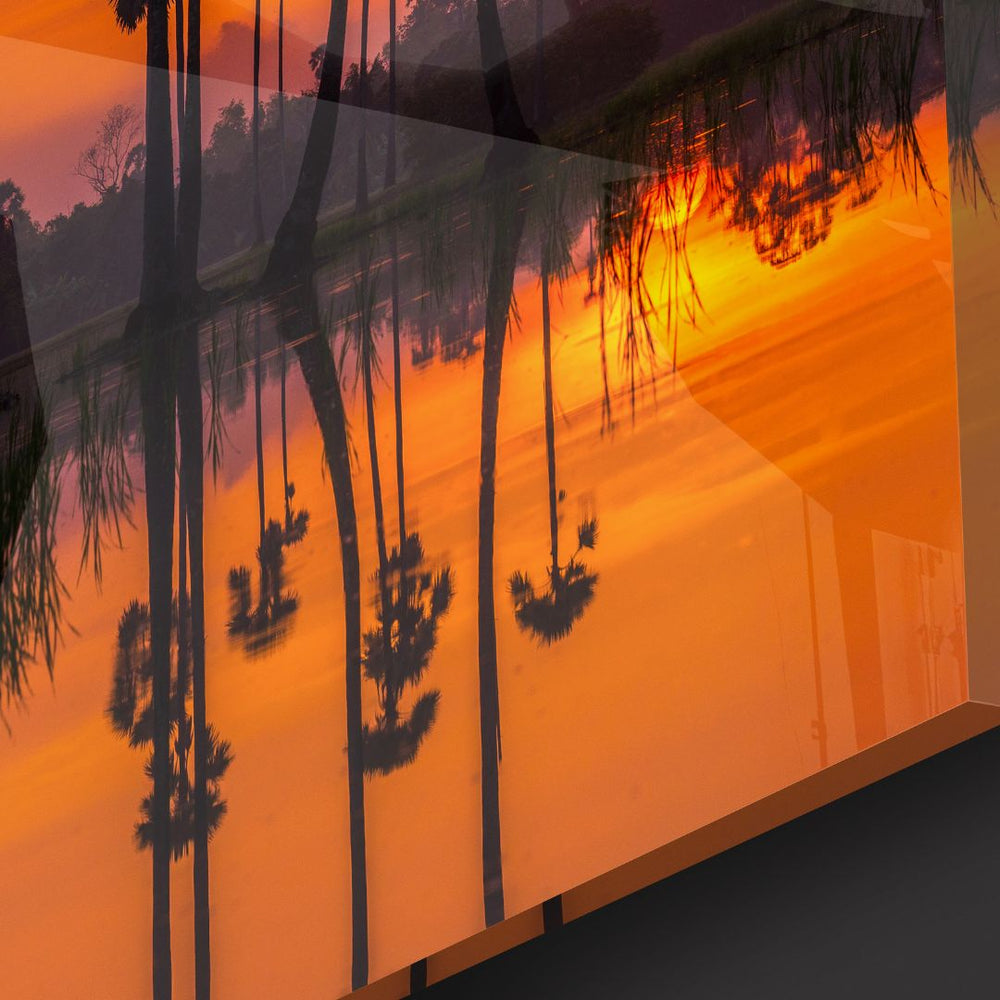 Sunrise At The Rice Field Acrylic Glass Art - Designity Art