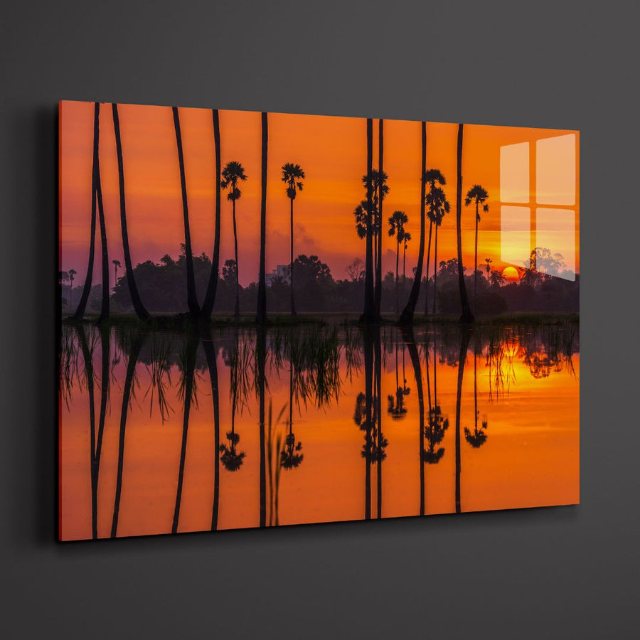 Sunrise At The Rice Field Acrylic Glass Art - Designity Art