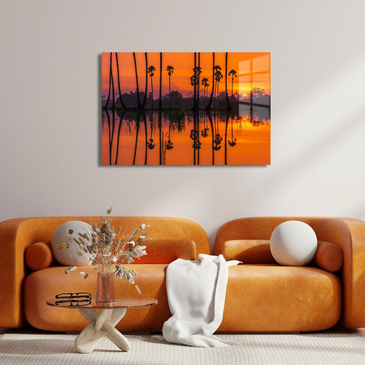 Sunrise At The Rice Field Acrylic Glass Art - Designity Art