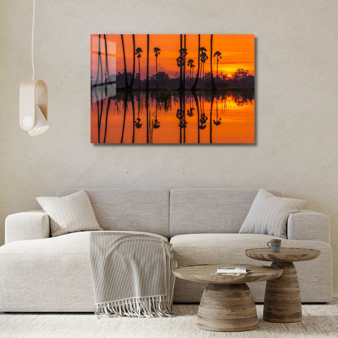 Sunrise At The Rice Field Acrylic Glass Art - Designity Art