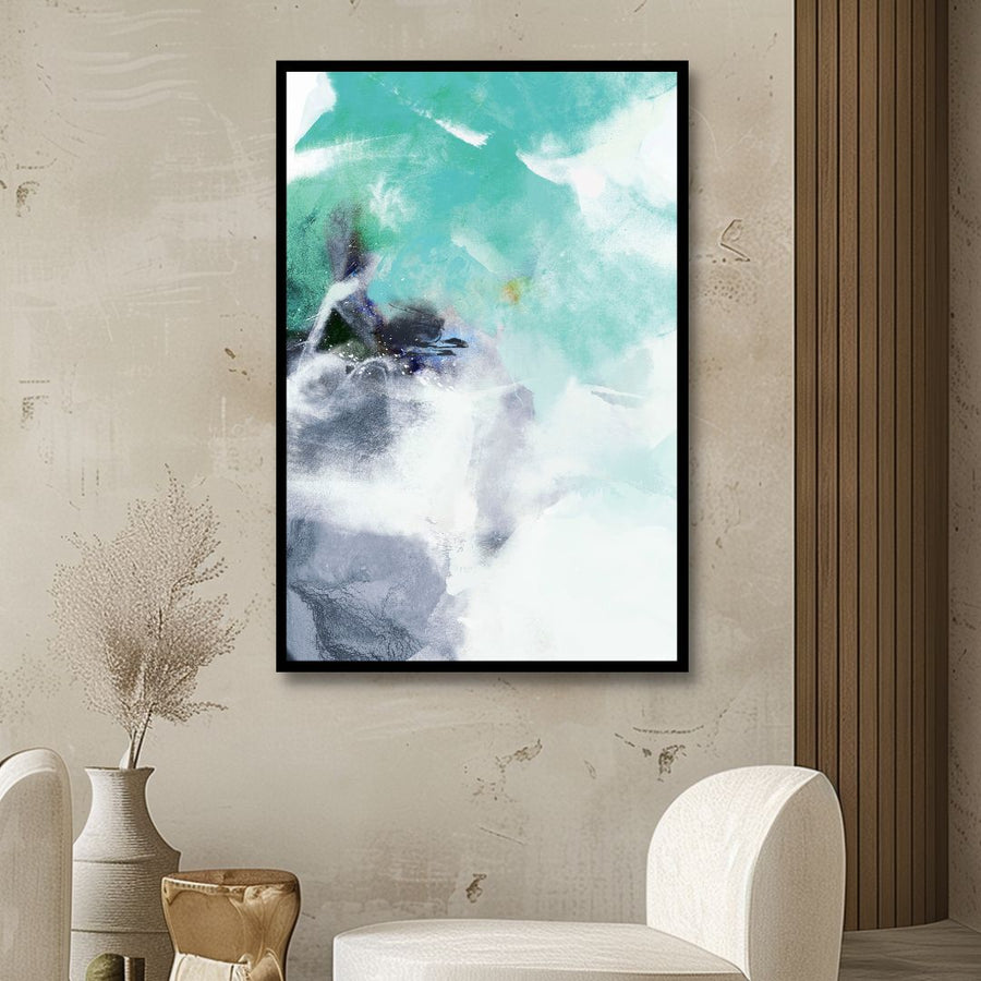 Teal, Blue and Gray Abstract Art - Designity Art