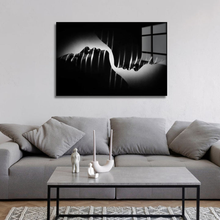 The Kiss Black & White Acrylic Glass Art - Designity Art