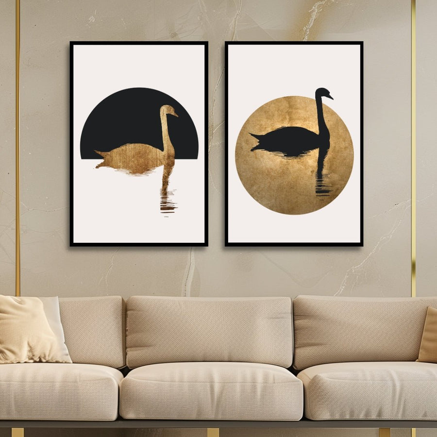 The Swan Birds Abstract Art - Designity Art