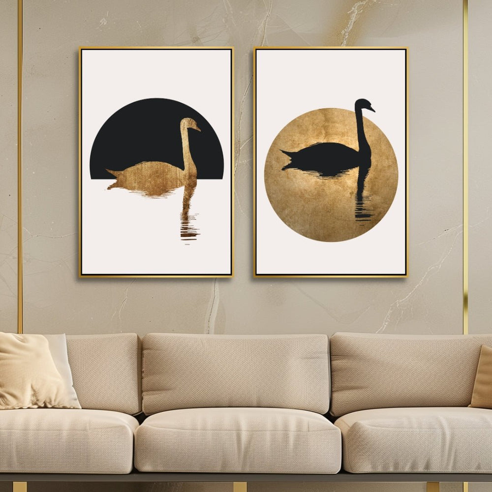 The Swan Birds Abstract Art - Designity Art