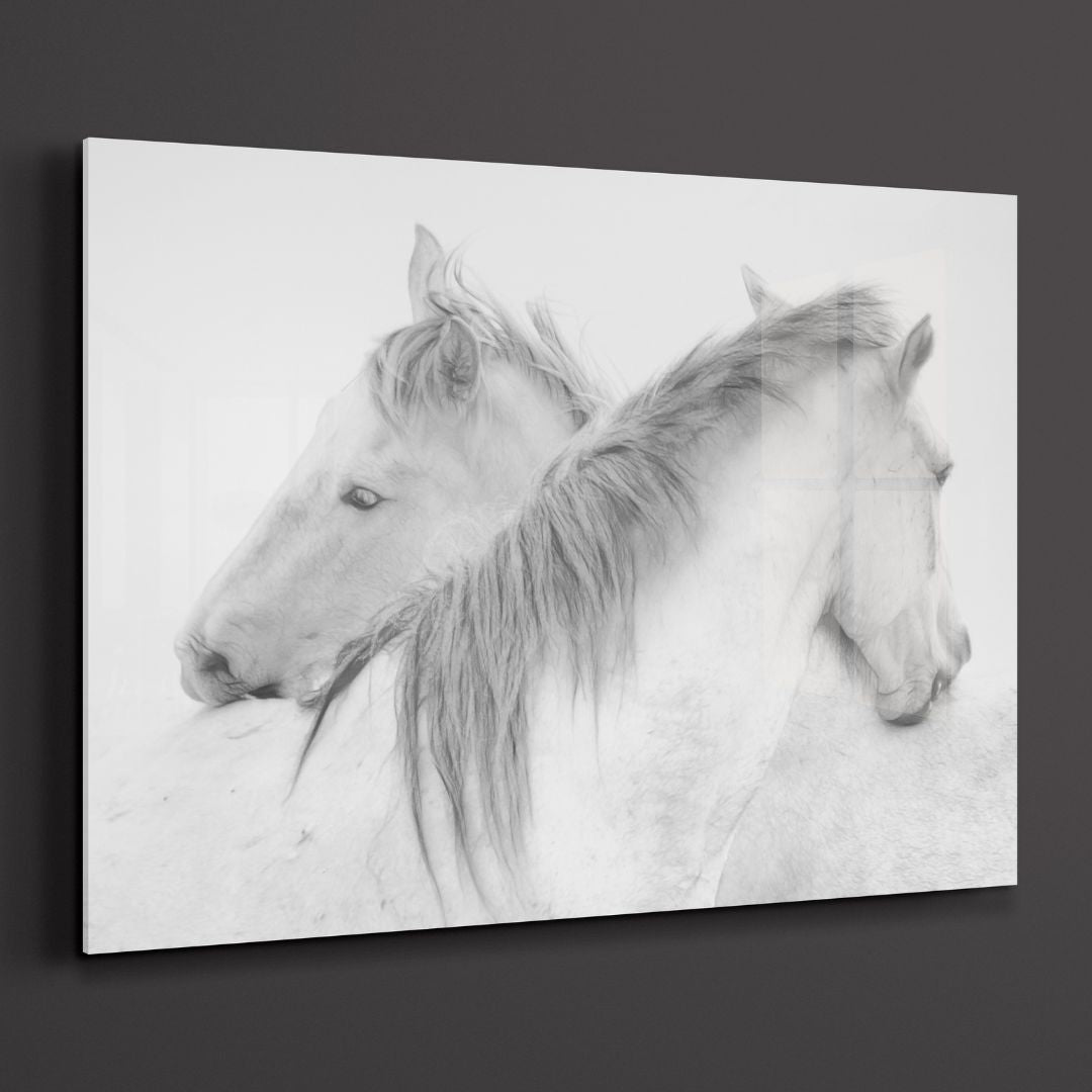 White Horses Acrylic Glass Wall Art - Designity Art
