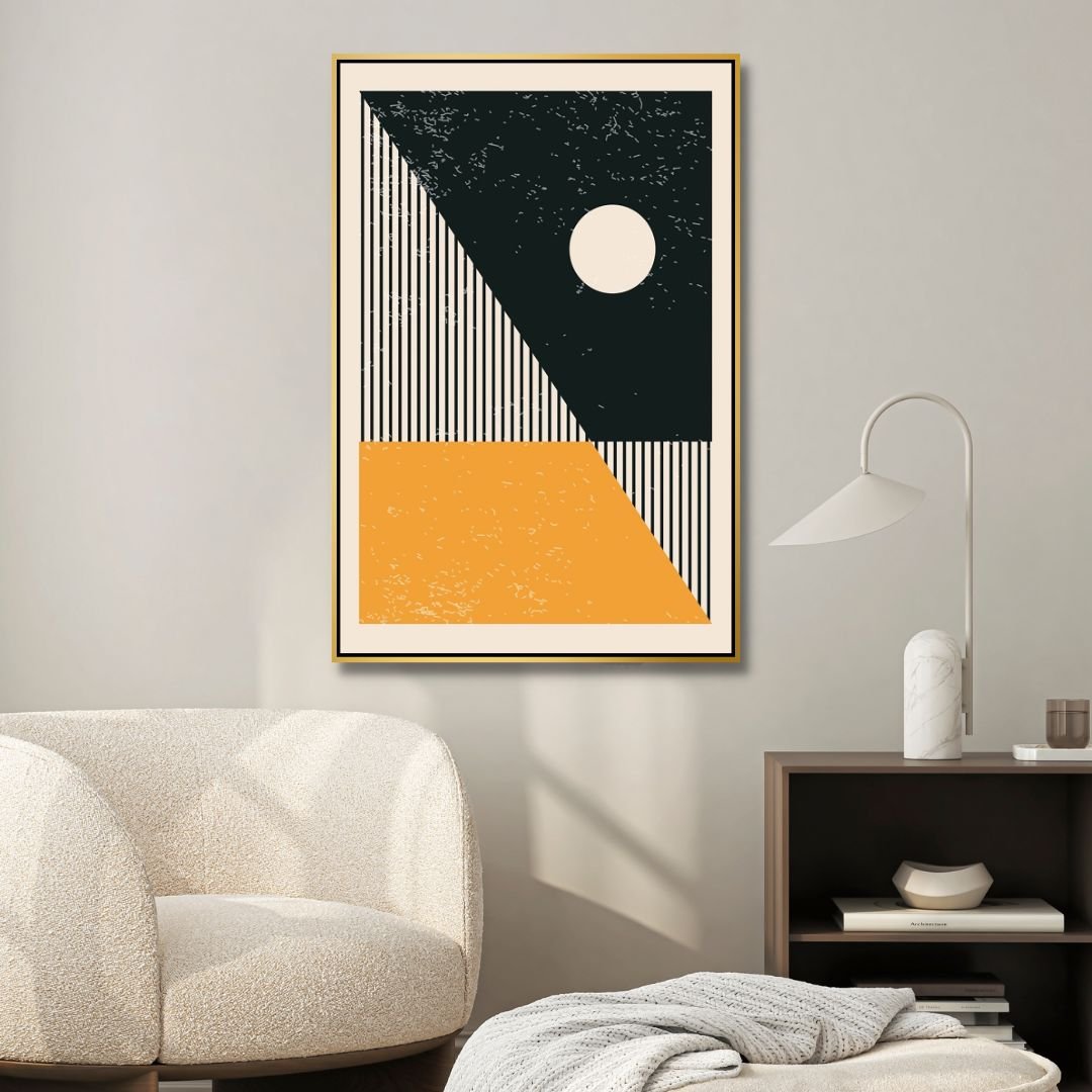 Yellow, Orange and Blue 90s Style Retro Art - Designity Art