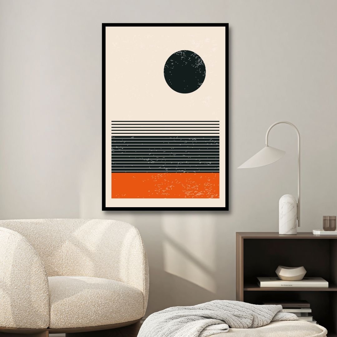 Yellow, Orange and Blue 90s Style Retro Art - Designity Art