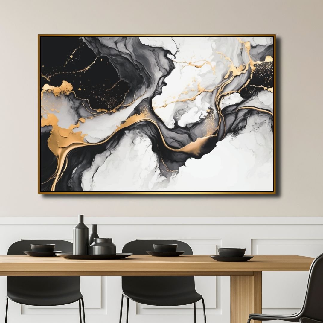 Black and Gold Fluid Abstract Art