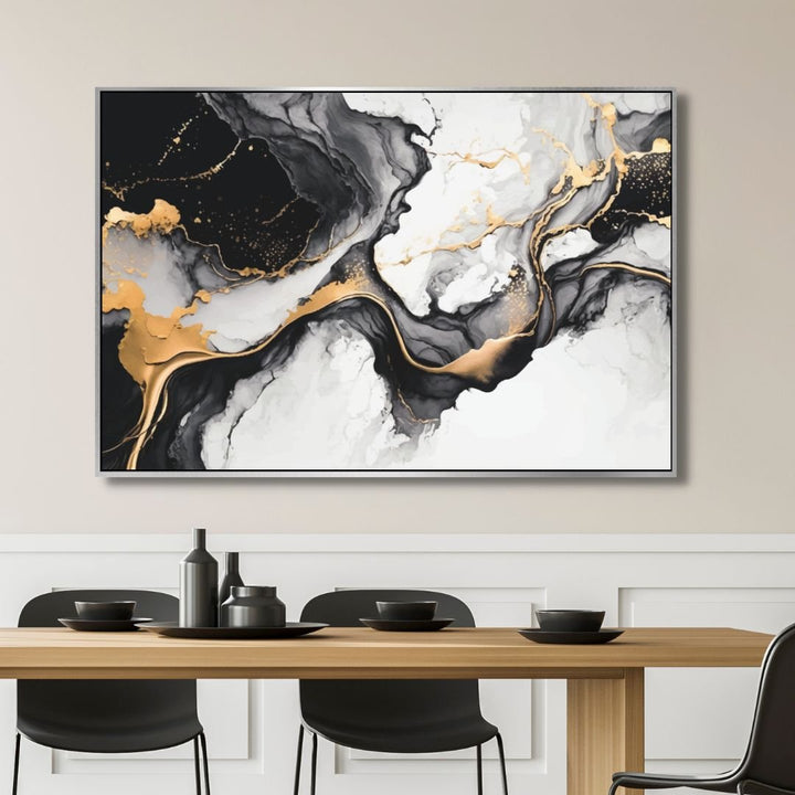 Black and Gold Fluid Abstract Art