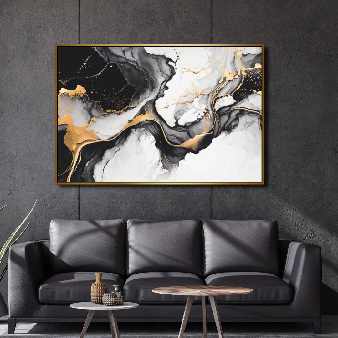 Black and Gold Fluid Abstract Art