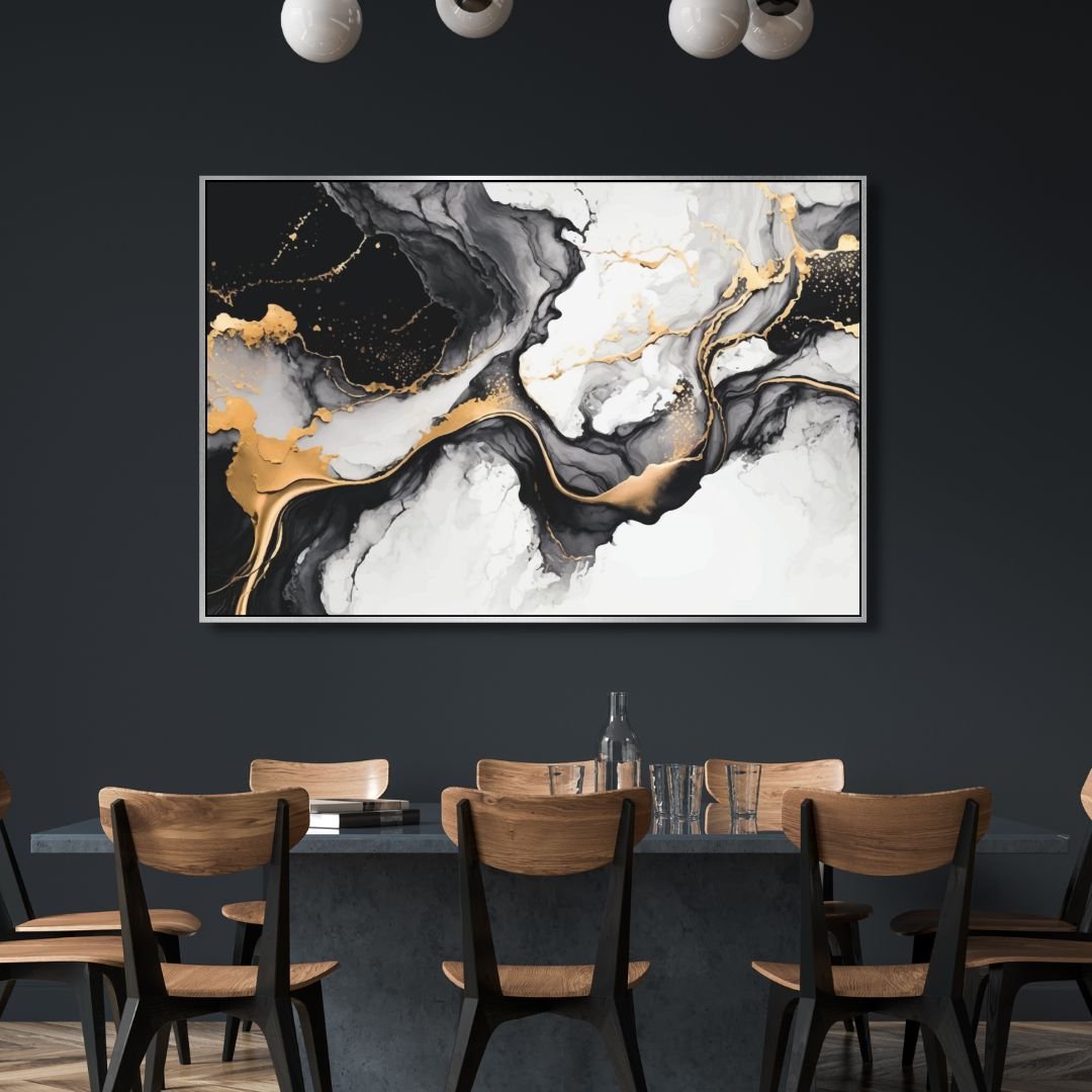 Black and Gold Fluid Abstract Art