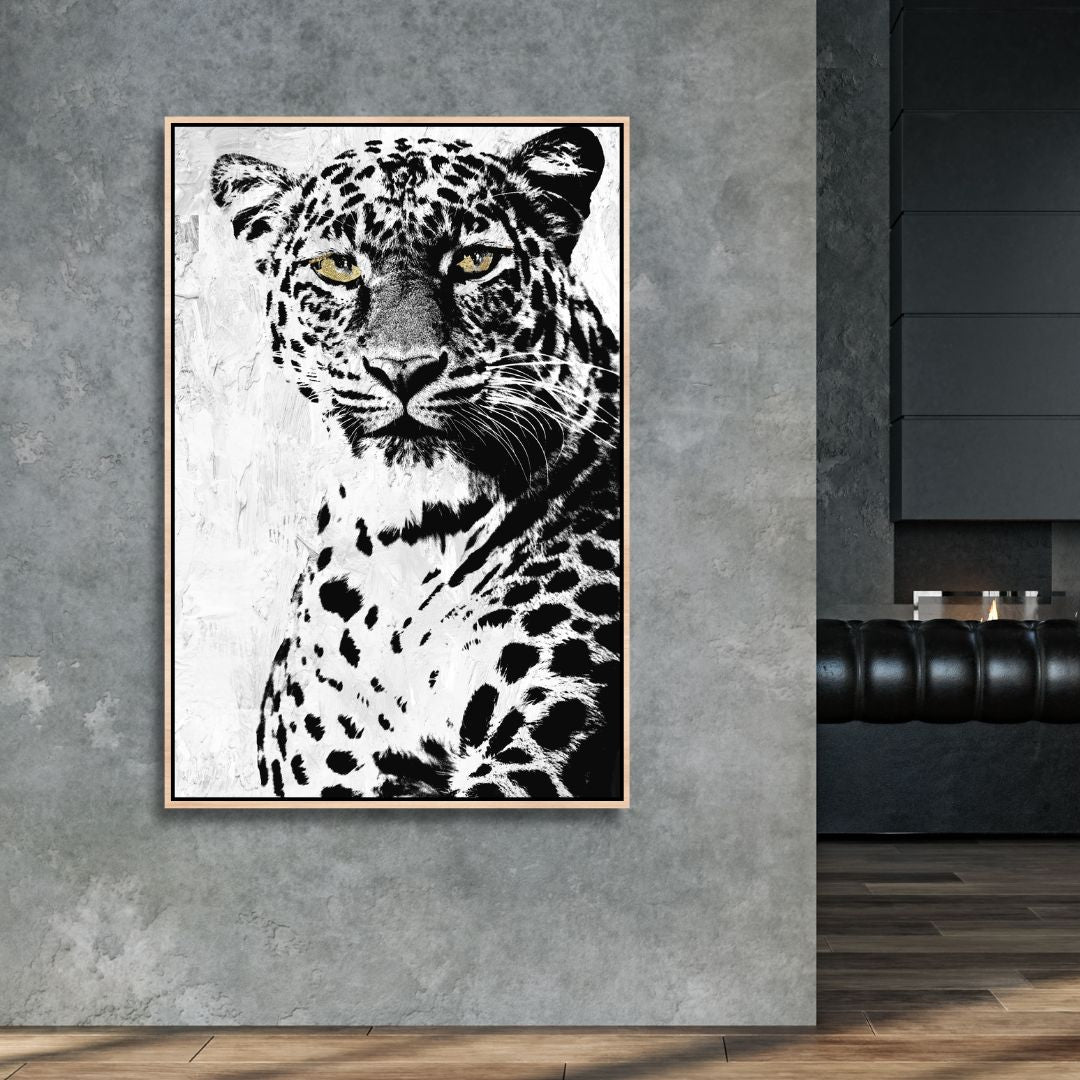 Black and White Leopard Canvas Wall Art