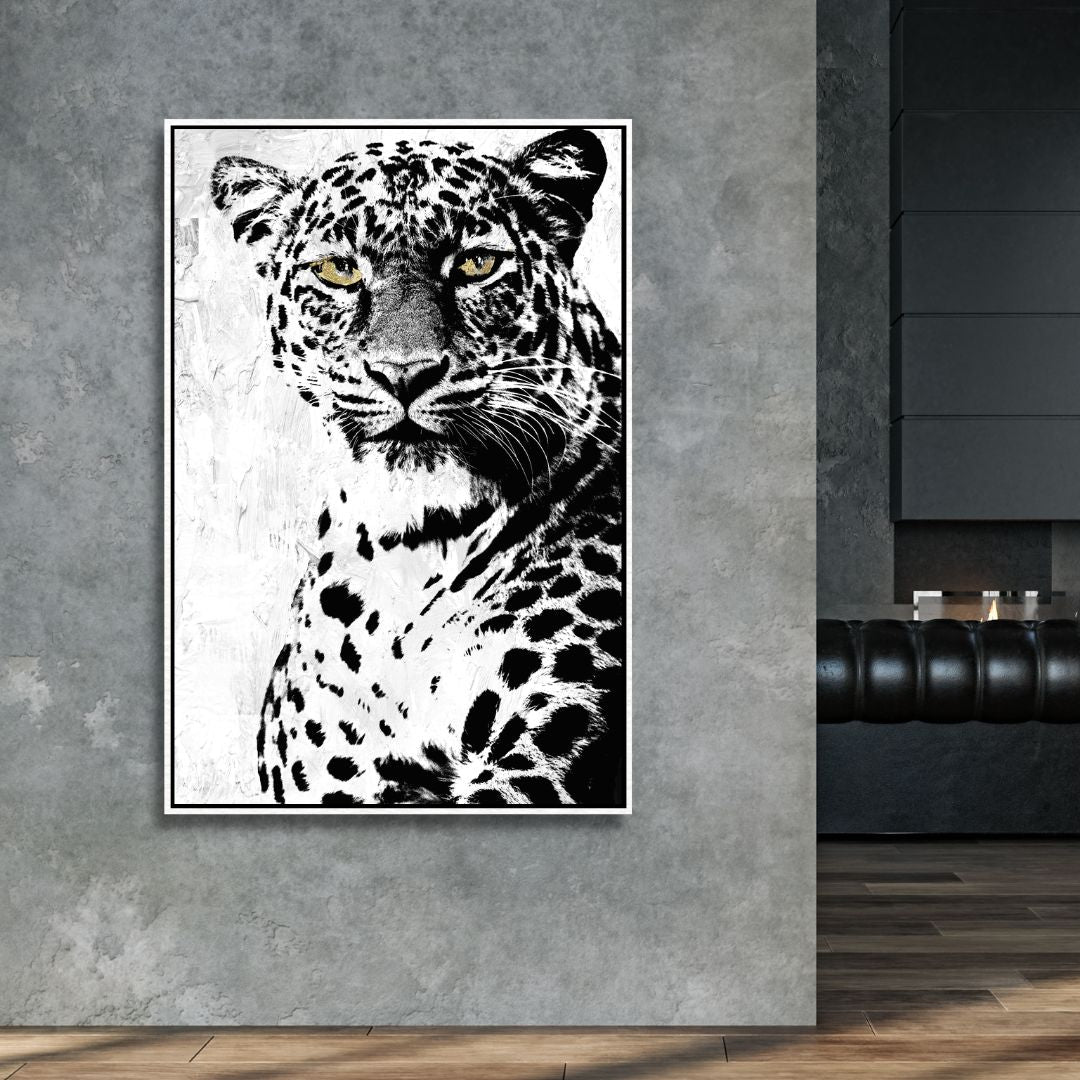 Black and White Leopard Canvas Wall Art