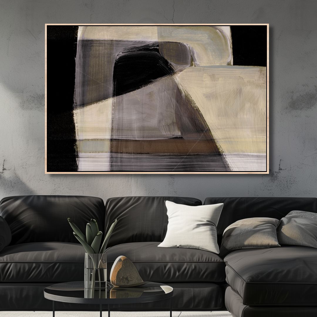 Black, Brown and Gray Geometric Abstract Art - Designity Art