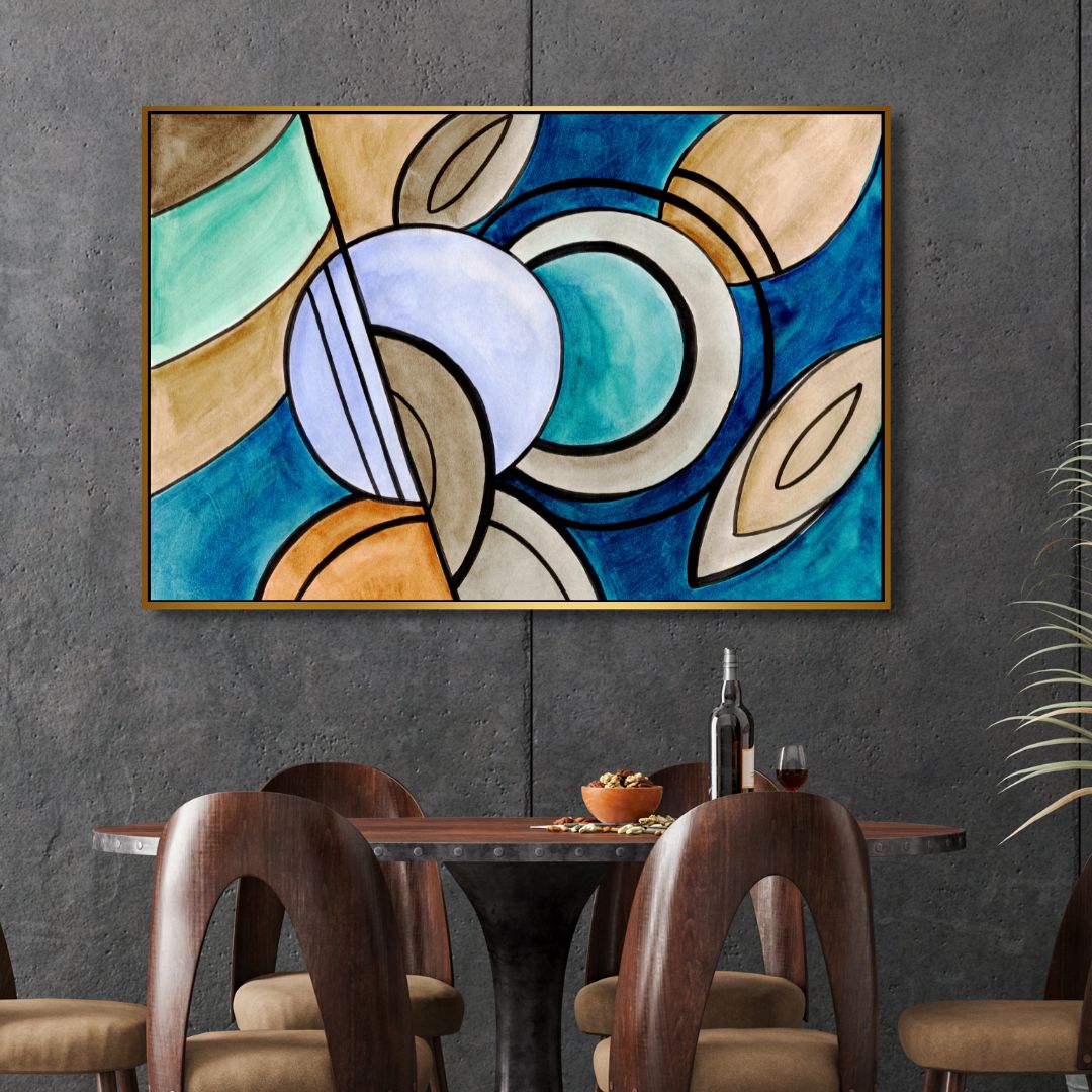 Blue and Beige Abstract Art Design