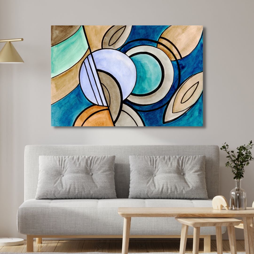 Blue and Beige Abstract Art Design