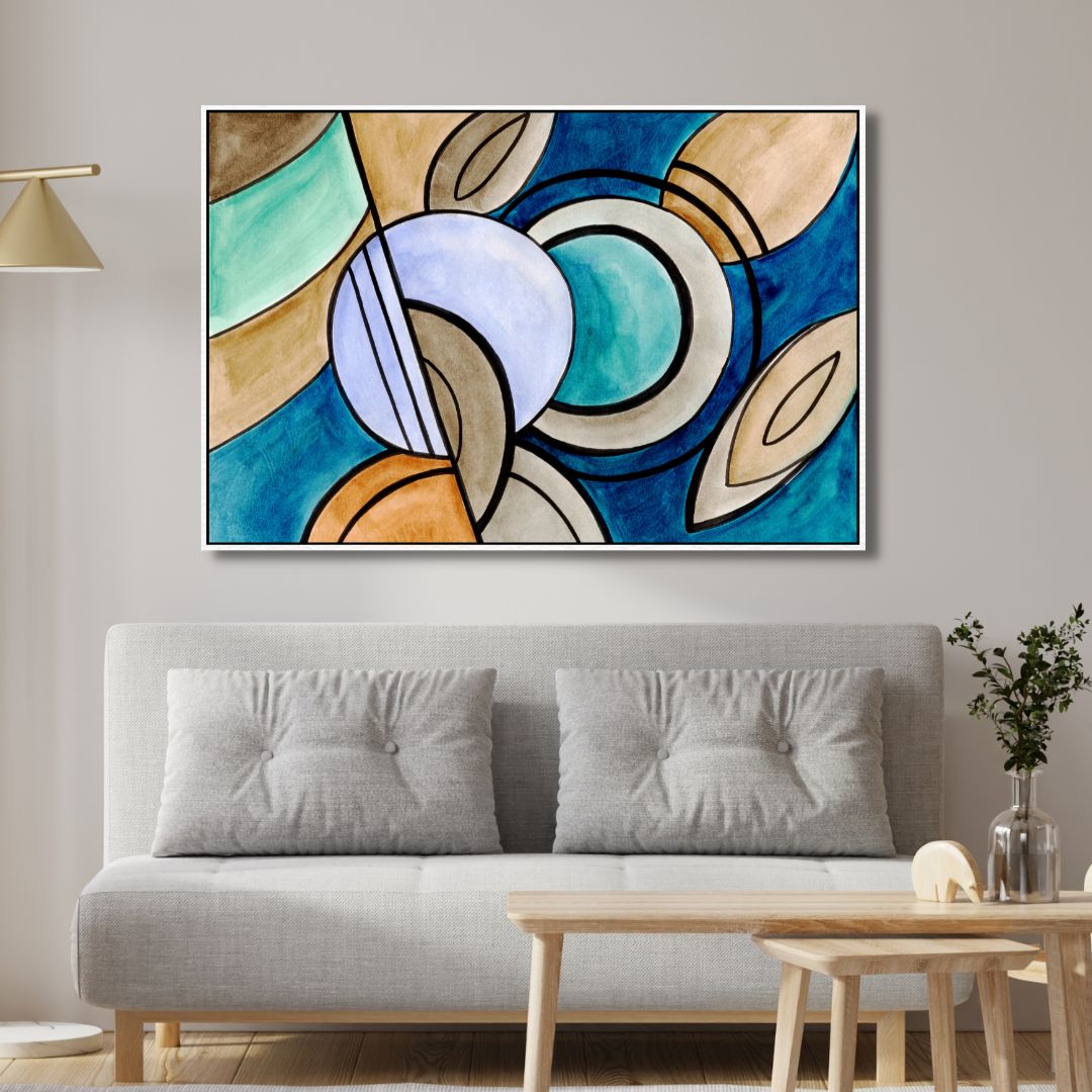 Blue and Beige Abstract Art Design