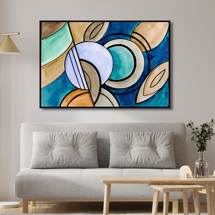 Blue and Beige Abstract Art Design