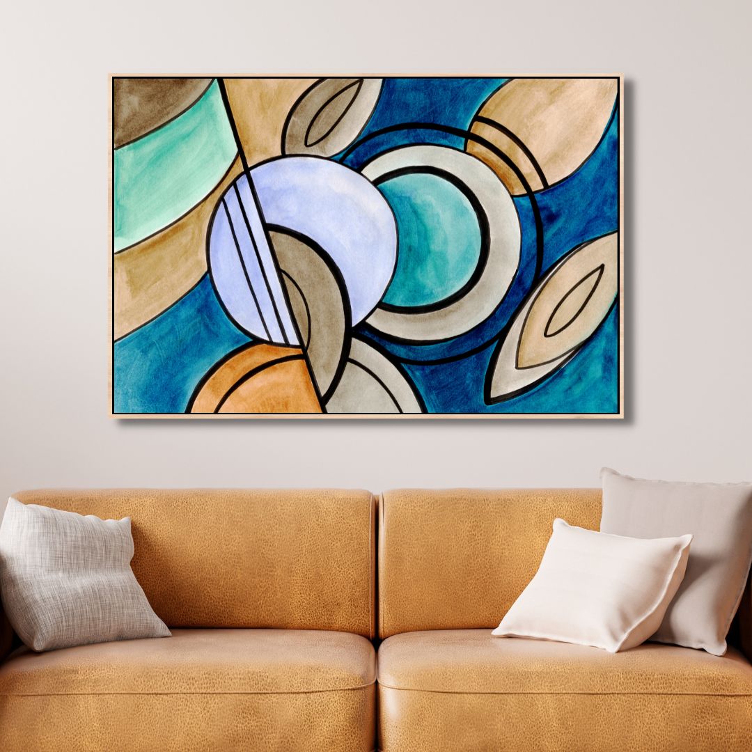 Blue and Beige Abstract Art Design