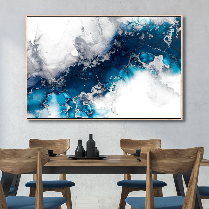 Blue and Gray Alcoholic Ink Abstract Fluid Art