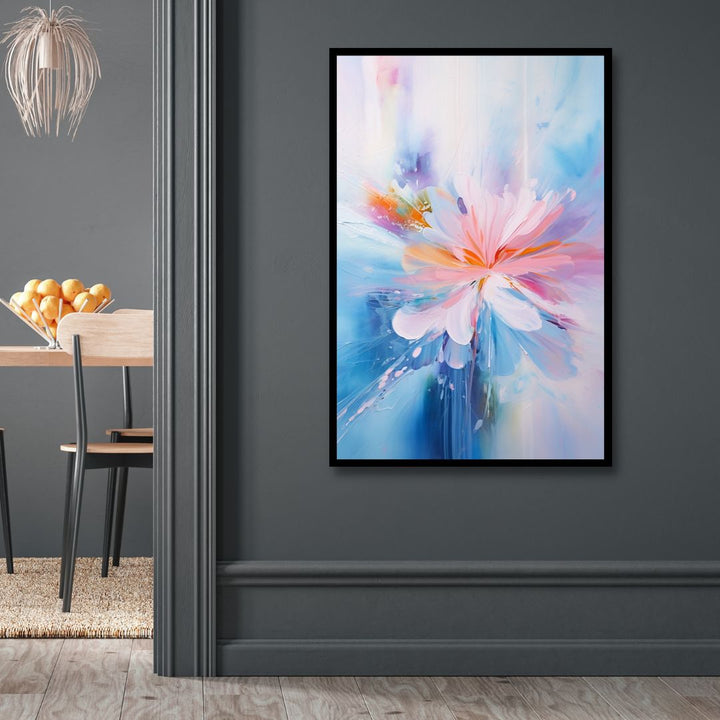 Blue and Pink Flower Abstract Canvas Wall Art