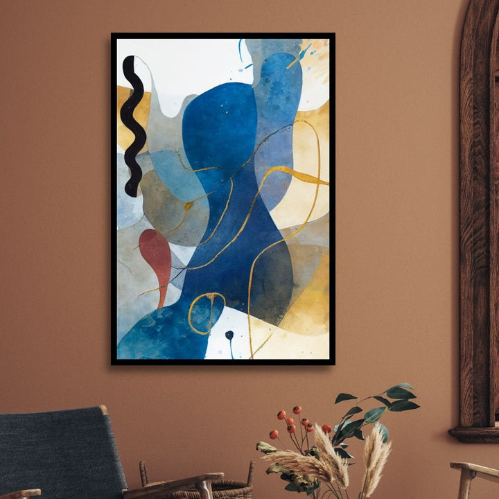Blue, Gray and Yellow Geometric Abstract Art