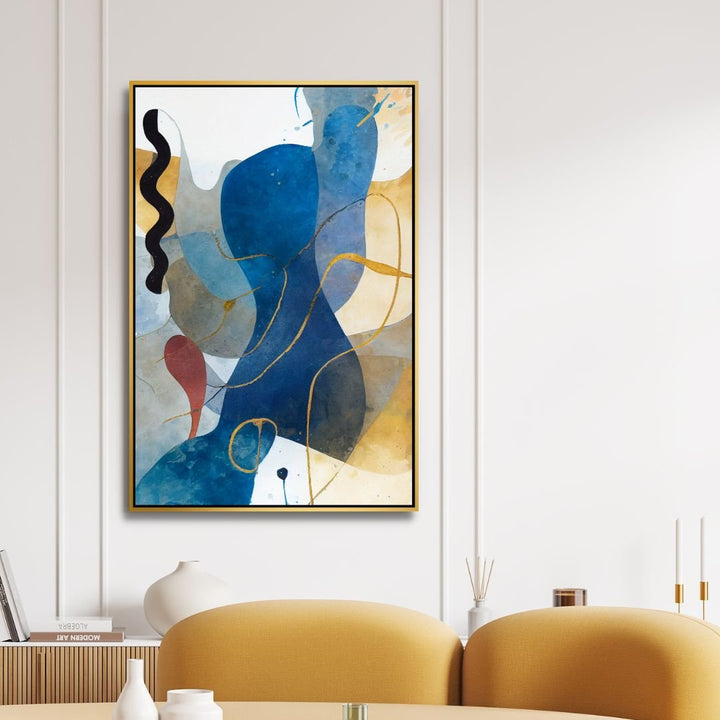 Blue, Gray and Yellow Geometric Abstract Art