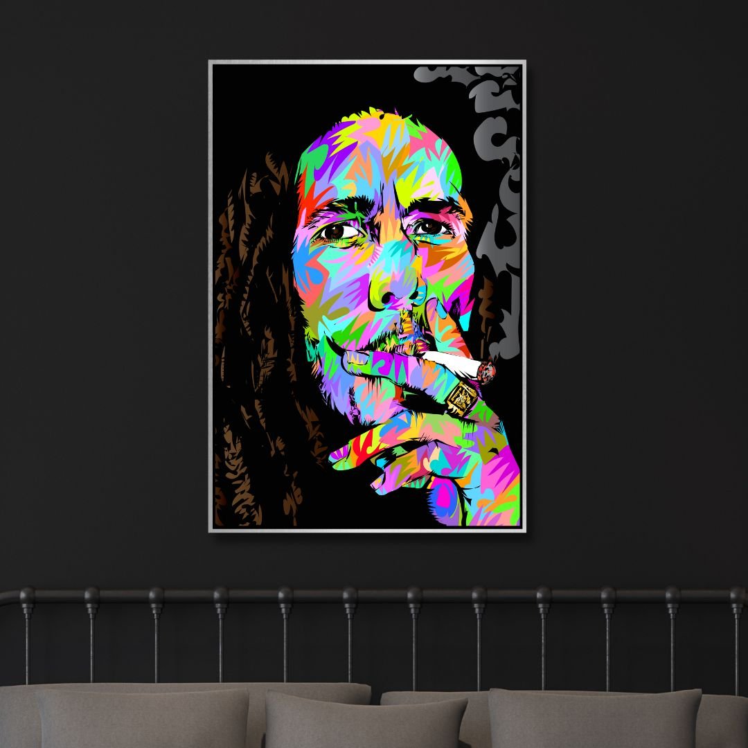 Bob Marley Pop Art Portrait Canvas Wall Art - Designity Art