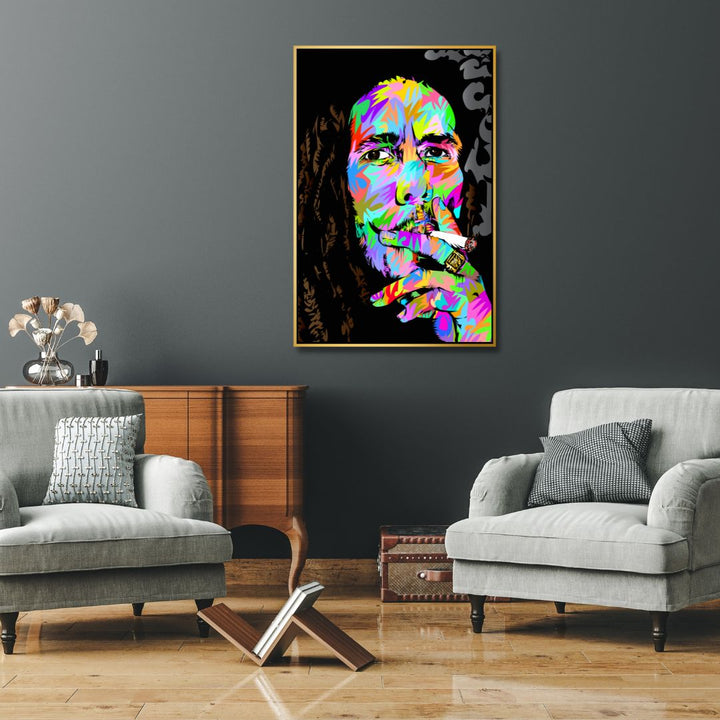 Bob Marley Pop Art Portrait Canvas Wall Art - Designity Art