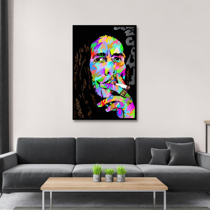 Bob Marley Pop Art Portrait Canvas Wall Art - Designity Art