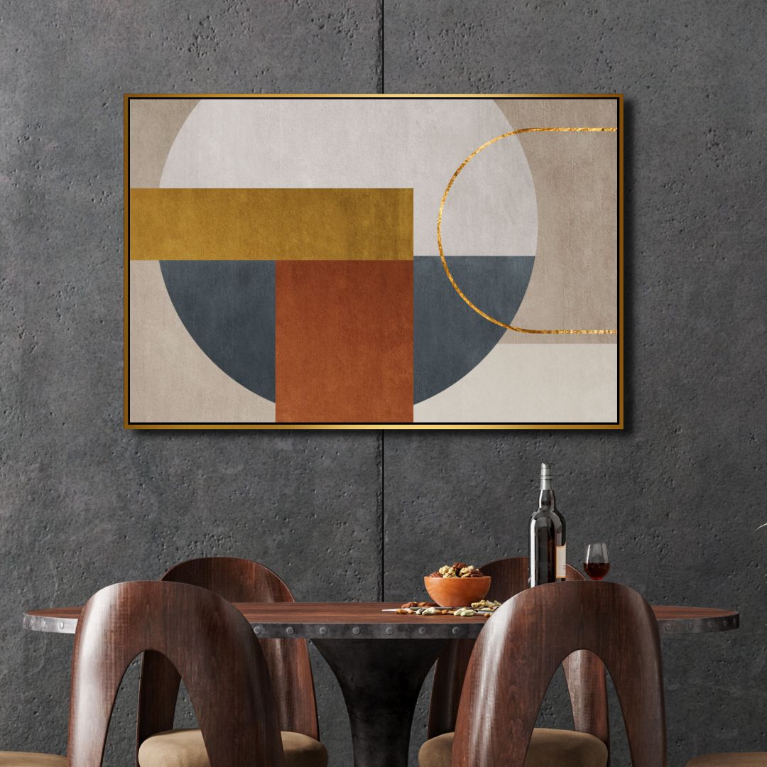 Brown, Gray and Gold Geometric Abstract Art