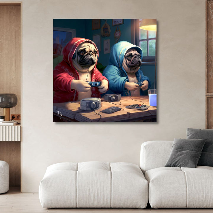 Bulldogs Play Time Canvas Art