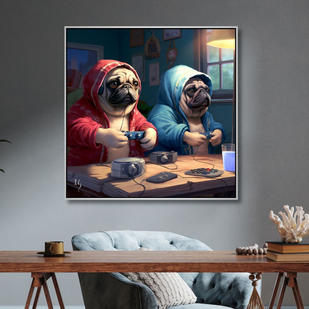 Bulldogs Play Time Canvas Art