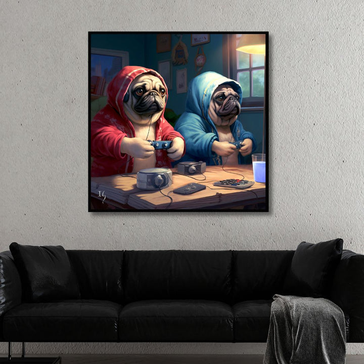 Bulldogs Play Time Canvas Art