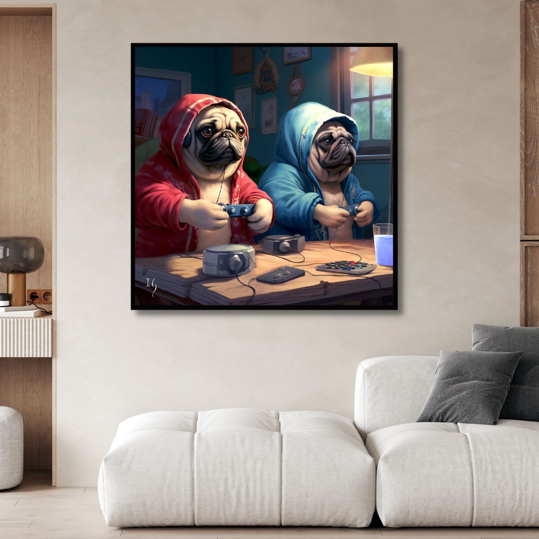 Bulldogs Play Time Canvas Art