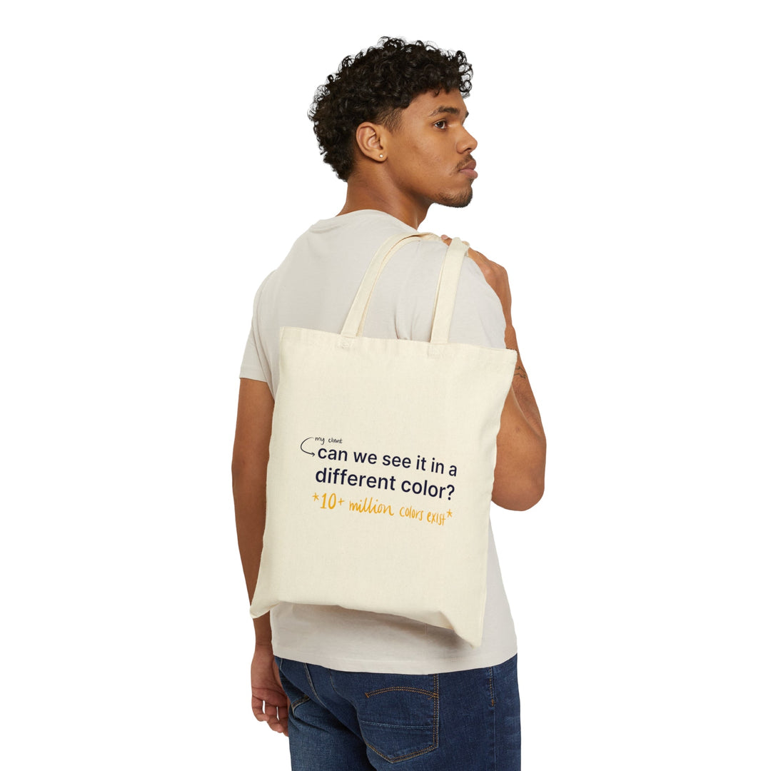 "Can We See it in a Different Color" Creative Designer Cotton Canvas Tote Bag - Bags - Designity Art
