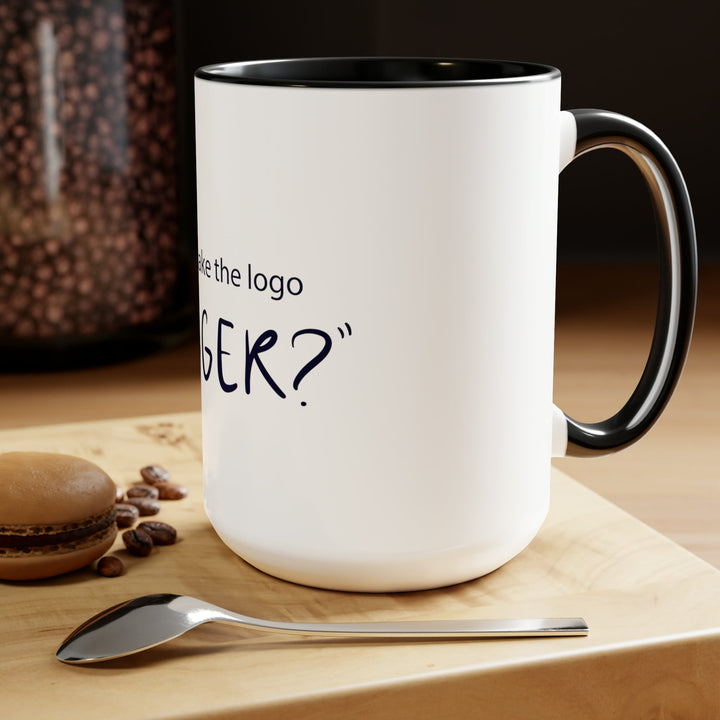 "Can You Make The Logo Bigger" Creative Designer Two-Tone Coffee Mugs, 15oz - Mug - Designity Art