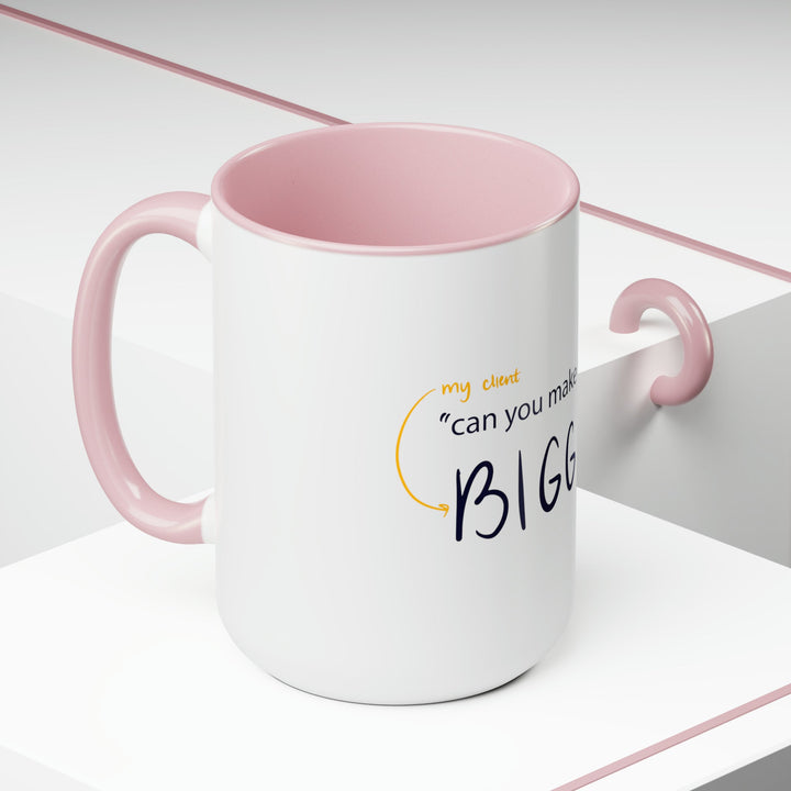 "Can You Make The Logo Bigger" Creative Designer Two-Tone Coffee Mugs, 15oz - Mug - Designity Art