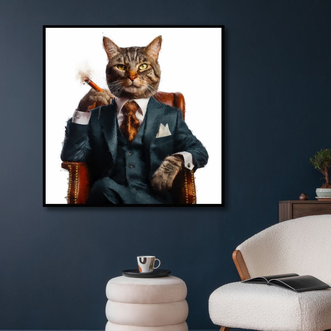 Cat CEO Canvas Wall Art - Designity Art