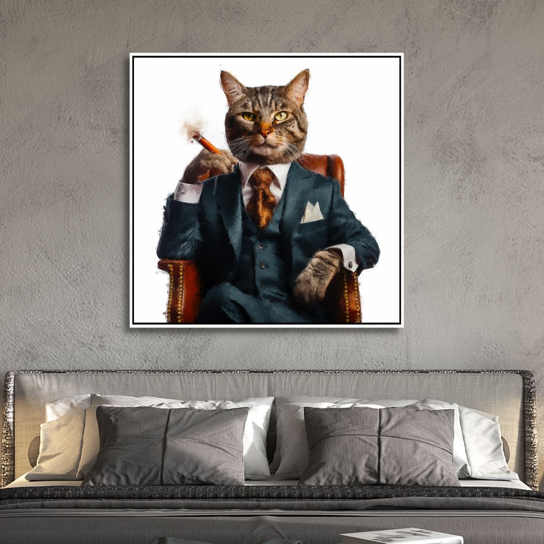Cat CEO Canvas Wall Art - Designity Art