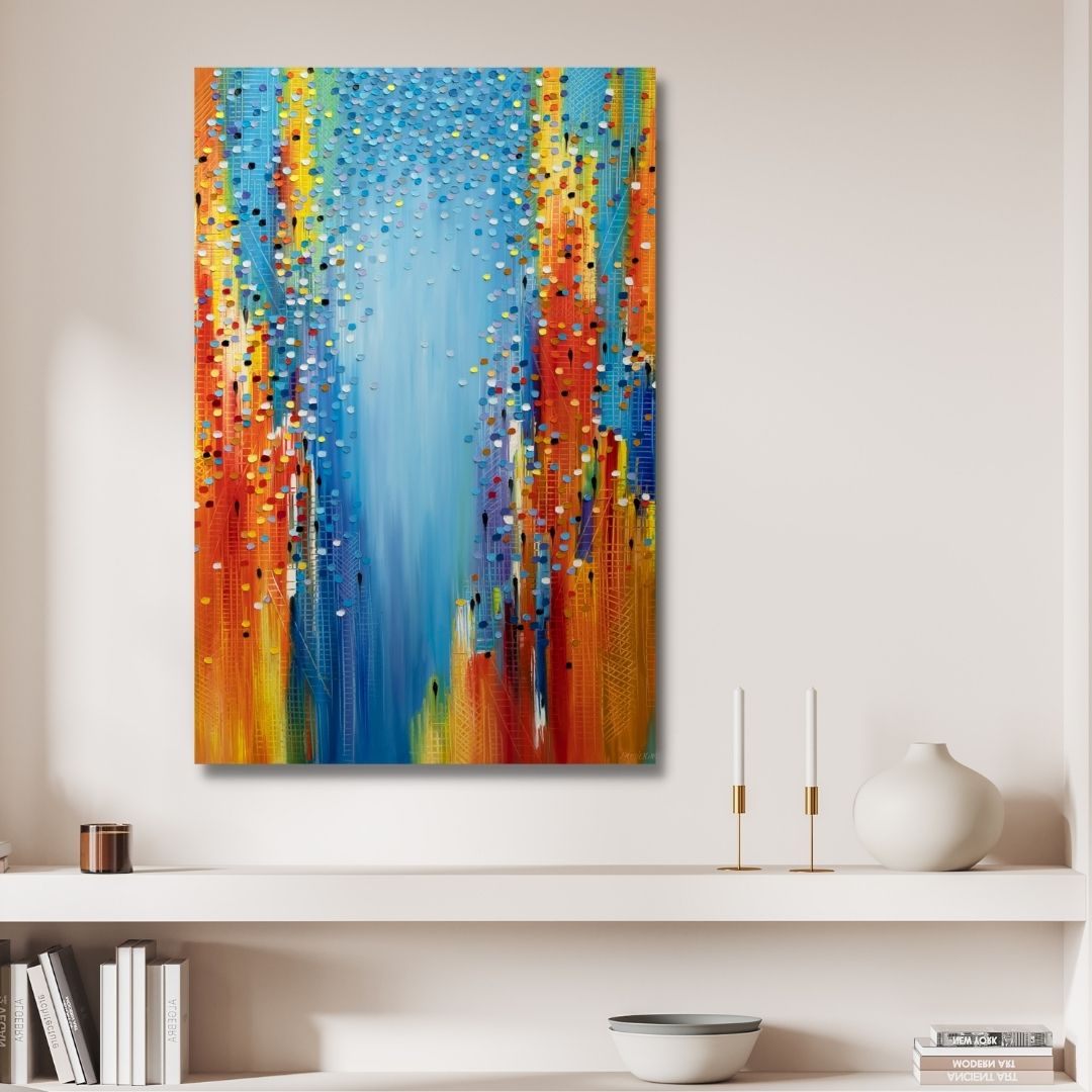 "City in Motion" Abstract Canvas Wall Art - Designity Art