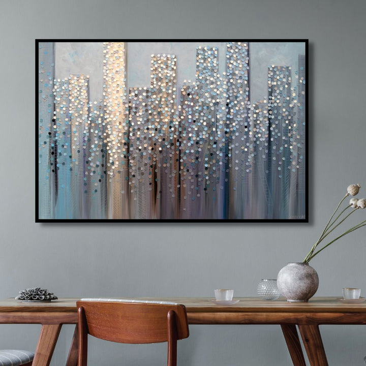 City in The Dreams Abstract Canvas Wall Art - Designity Art