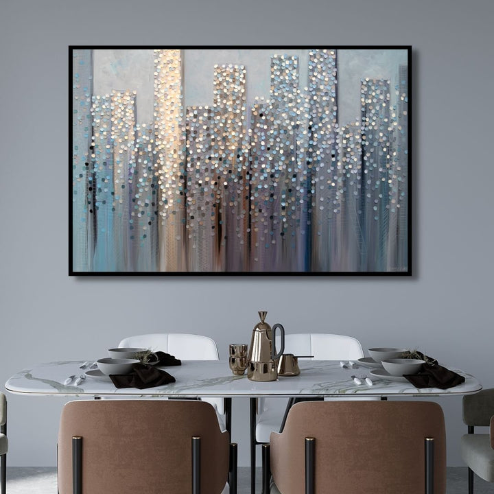 City in The Dreams Abstract Canvas Wall Art - Designity Art