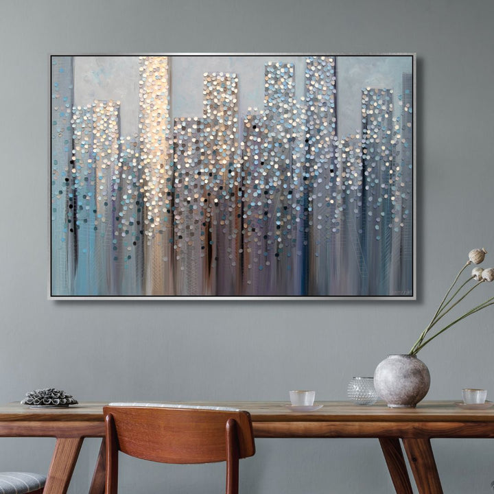 City in The Dreams Abstract Canvas Wall Art - Designity Art